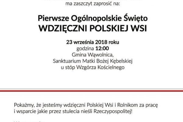 Miniaturka artykułu Wdzięczni Polskiej Wsi – zaproszenie na święto w Wąwolnicy